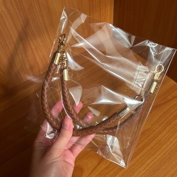 NWT 2Pcs PU Leather Shoulder Strap,Braided Leather Replacement Purse Straps Brow - Picture 2 of 9